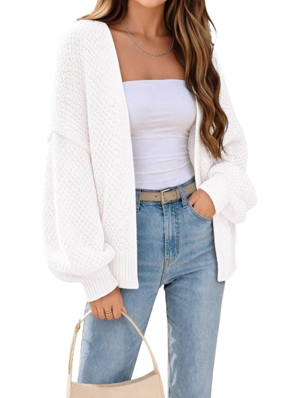 Cozy Oversized Slouchy Waffle Knit Cardigan Sweater for Women - Chunky Knit
